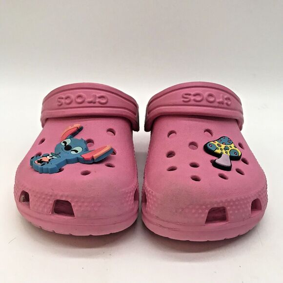 Crocs Iconic Comfort Clogs Unisex Childs C 8 Pink Jibbitz Waterproof Sandals - Picture 2 of 12